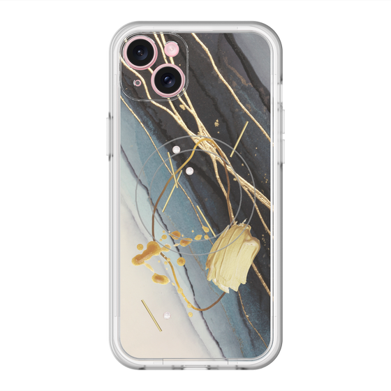 スリムプロテクションプレミアムケース with MagSafe［ Marble Nuance Painting Black ］