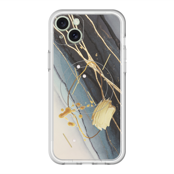 スリムプロテクションプレミアムケース with MagSafe［ Marble Nuance Painting Black ］