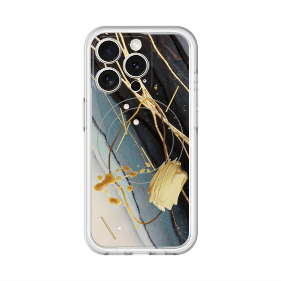 スリムプロテクションプレミアムケース with MagSafe［ Marble Nuance Painting Black ］