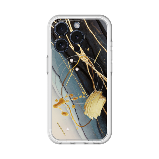 スリムプロテクションプレミアムケース with MagSafe［ Marble Nuance Painting Black ］