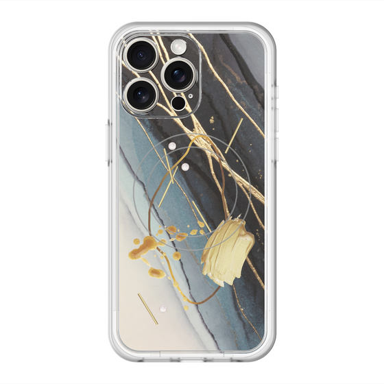 スリムプロテクションプレミアムケース with MagSafe［ Marble Nuance Painting Black ］