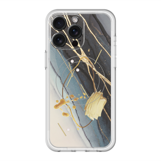 スリムプロテクションプレミアムケース with MagSafe［ Marble Nuance Painting Black ］