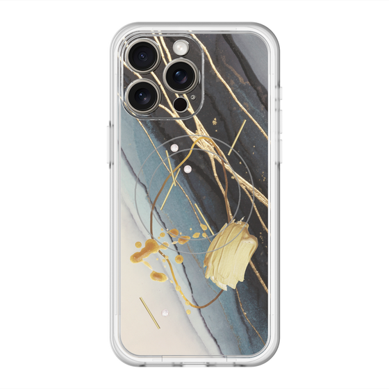 スリムプロテクションプレミアムケース with MagSafe［ Marble Nuance Painting Black ］