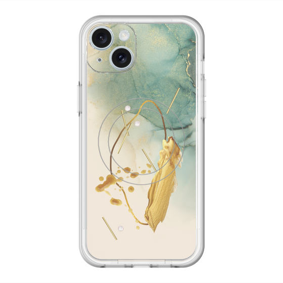 スリムプロテクションプレミアムケース with MagSafe［ Marble Nuance Painting Green ］