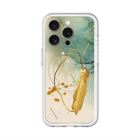 スリムプロテクションプレミアムケース with MagSafe［ Marble Nuance Painting Green ］