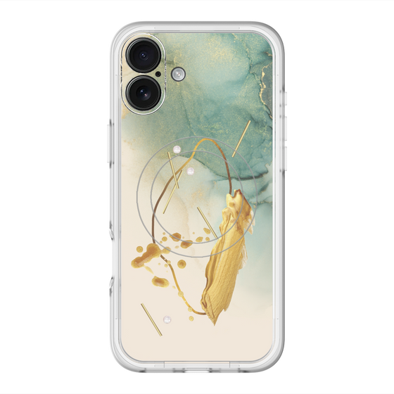 スリムプロテクションプレミアムケース with MagSafe［ Marble Nuance Painting Green ］