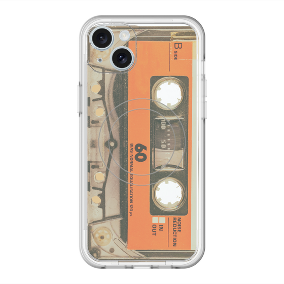 スリムプロテクションプレミアムケース with MagSafe［ RETORO CASSETTE TAPE - Skeleton Orange ］