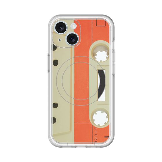 スリムプロテクションプレミアムケース with MagSafe［ RETORO CASSETTE TAPE - Opacity White ］