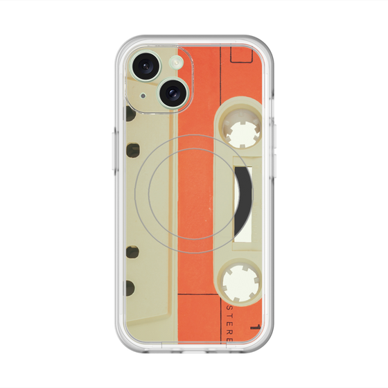 スリムプロテクションプレミアムケース with MagSafe［ RETORO CASSETTE TAPE - Opacity White ］