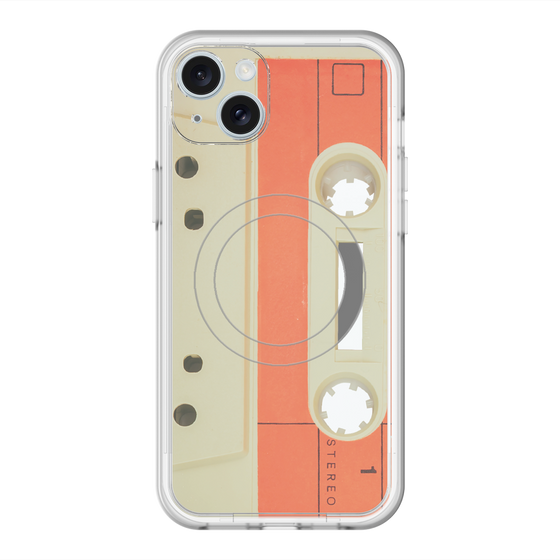 スリムプロテクションプレミアムケース with MagSafe［ RETORO CASSETTE TAPE - Opacity White ］