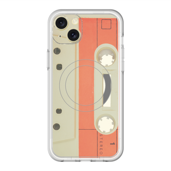 スリムプロテクションプレミアムケース with MagSafe［ RETORO CASSETTE TAPE - Opacity White ］