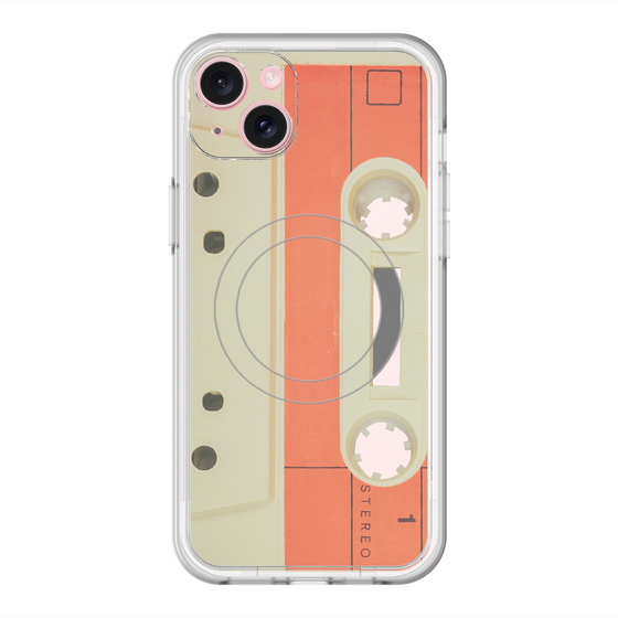 スリムプロテクションプレミアムケース with MagSafe［ RETORO CASSETTE TAPE - Opacity White ］