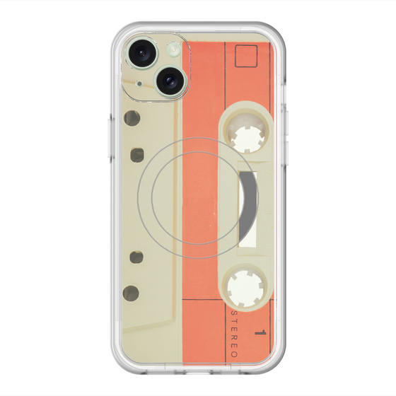 スリムプロテクションプレミアムケース with MagSafe［ RETORO CASSETTE TAPE - Opacity White ］