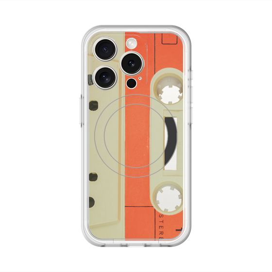 スリムプロテクションプレミアムケース with MagSafe［ RETORO CASSETTE TAPE - Opacity White ］