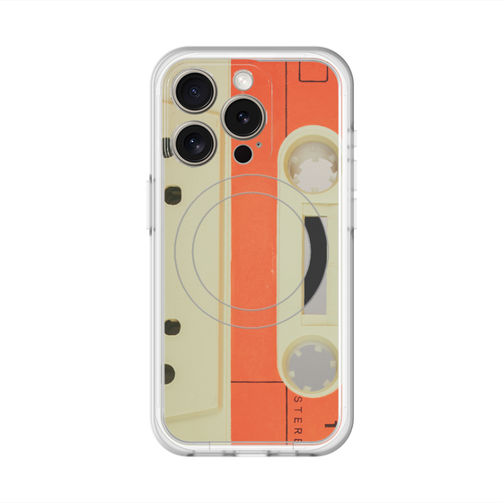 スリムプロテクションプレミアムケース with MagSafe［ RETORO CASSETTE TAPE - Opacity White ］