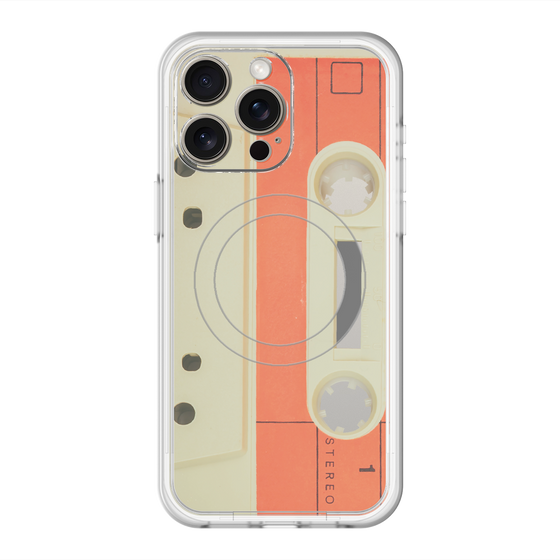 スリムプロテクションプレミアムケース with MagSafe［ RETORO CASSETTE TAPE - Opacity White ］