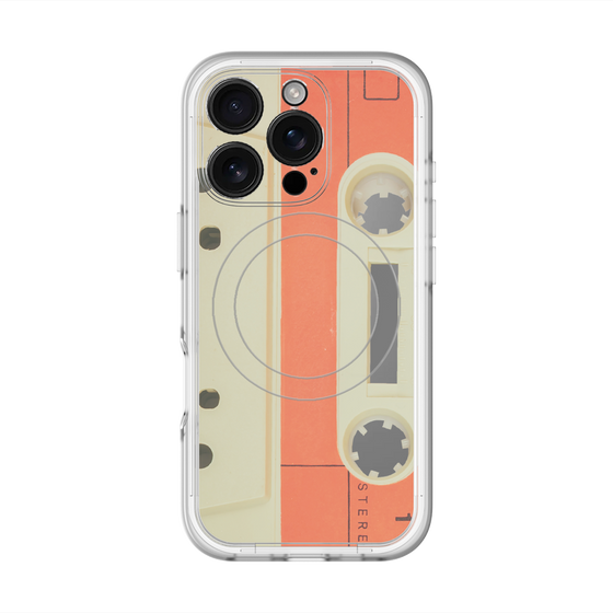 スリムプロテクションプレミアムケース with MagSafe［ RETORO CASSETTE TAPE - Opacity White ］
