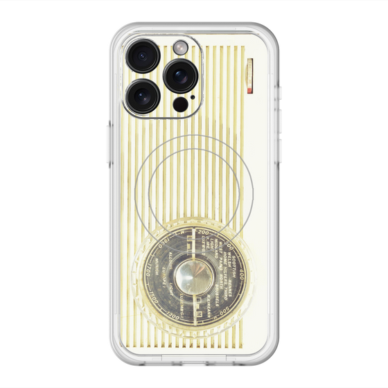 スリムプロテクションプレミアムケース with MagSafe［ RETORO RADIO - White ］