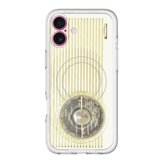 スリムプロテクションプレミアムケース with MagSafe［ RETORO RADIO - White ］