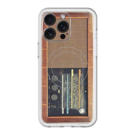 スリムプロテクションプレミアムケース with MagSafe［ RETORO RADIO - Brown ］