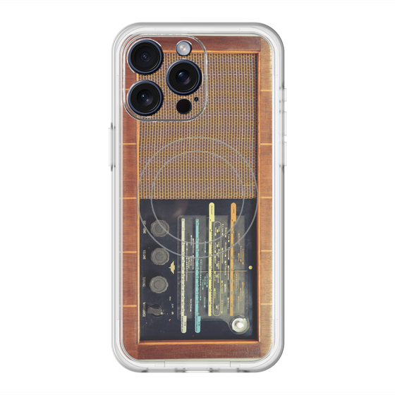 スリムプロテクションプレミアムケース with MagSafe［ RETORO RADIO - Brown ］