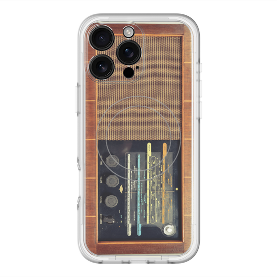 スリムプロテクションプレミアムケース with MagSafe［ RETORO RADIO - Brown ］