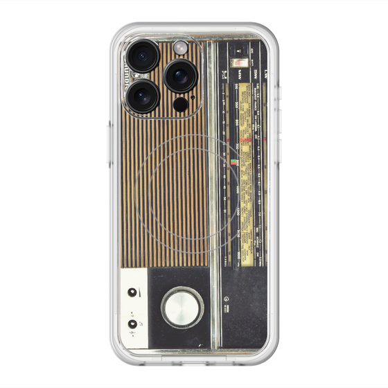 スリムプロテクションプレミアムケース with MagSafe［ RETORO RADIO - Black ］