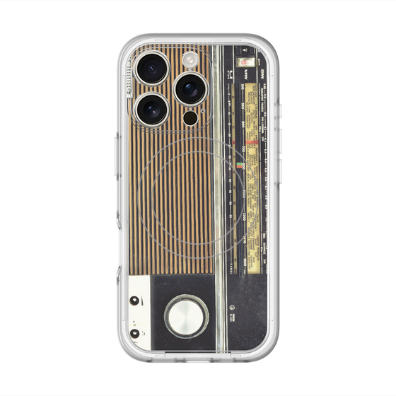 スリムプロテクションプレミアムケース with MagSafe［ RETORO RADIO - Black ］