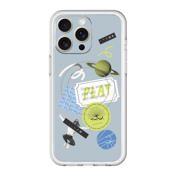 スリムプロテクションプレミアムケース with MagSafe［ Playful sticker - Dusty Blue ］