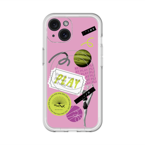 スリムプロテクションプレミアムケース with MagSafe［ Playful sticker - Dusty Pink ］