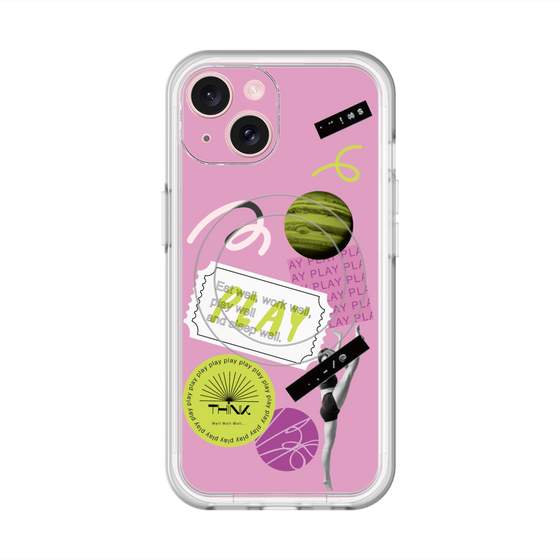 スリムプロテクションプレミアムケース with MagSafe［ Playful sticker - Dusty Pink ］