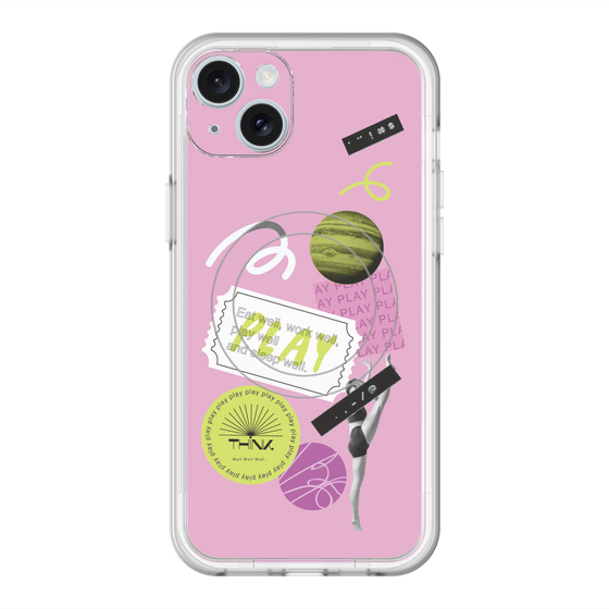 スリムプロテクションプレミアムケース with MagSafe［ Playful sticker - Dusty Pink ］