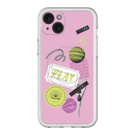 スリムプロテクションプレミアムケース with MagSafe［ Playful sticker - Dusty Pink ］