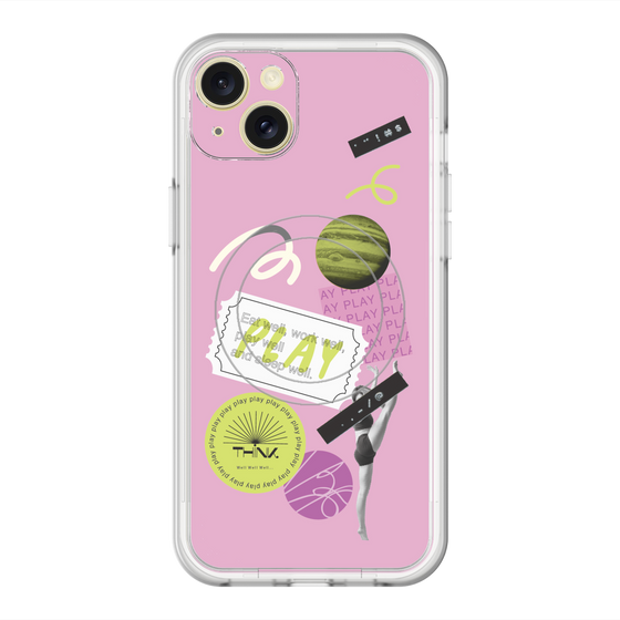 スリムプロテクションプレミアムケース with MagSafe［ Playful sticker - Dusty Pink ］