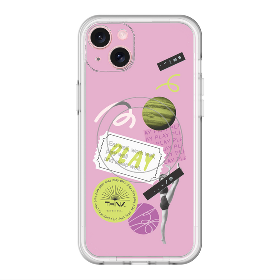 スリムプロテクションプレミアムケース with MagSafe［ Playful sticker - Dusty Pink ］