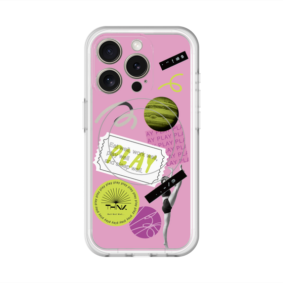 スリムプロテクションプレミアムケース with MagSafe［ Playful sticker - Dusty Pink ］