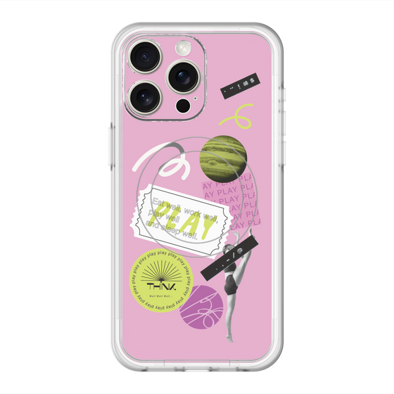 スリムプロテクションプレミアムケース with MagSafe［ Playful sticker - Dusty Pink ］