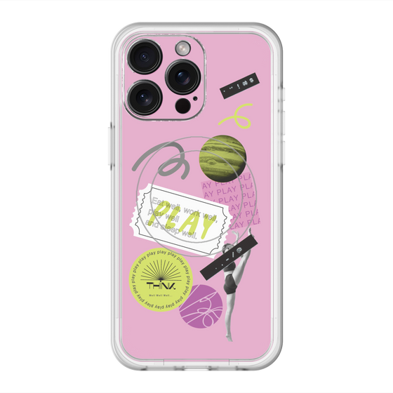 スリムプロテクションプレミアムケース with MagSafe［ Playful sticker - Dusty Pink ］