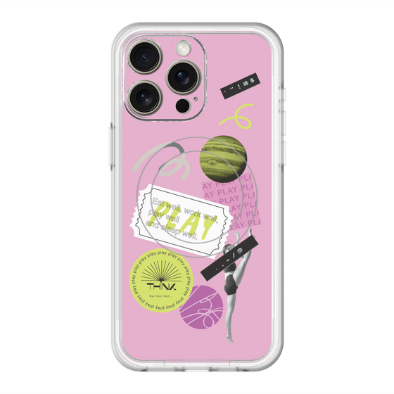 スリムプロテクションプレミアムケース with MagSafe［ Playful sticker - Dusty Pink ］
