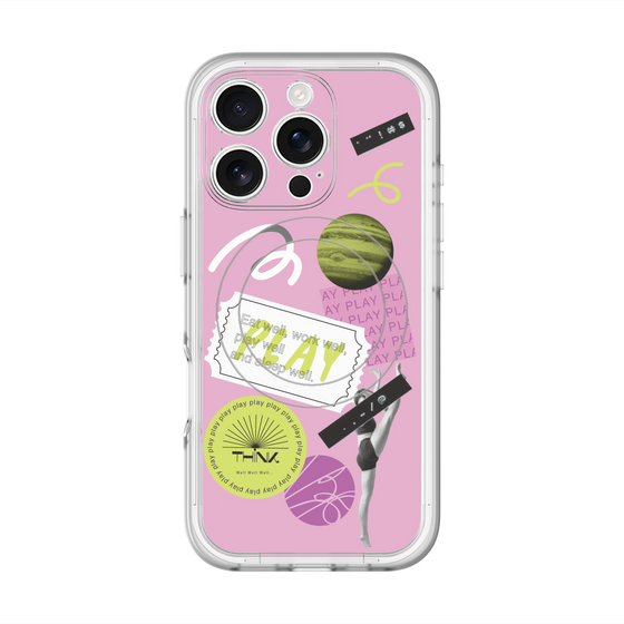 スリムプロテクションプレミアムケース with MagSafe［ Playful sticker - Dusty Pink ］
