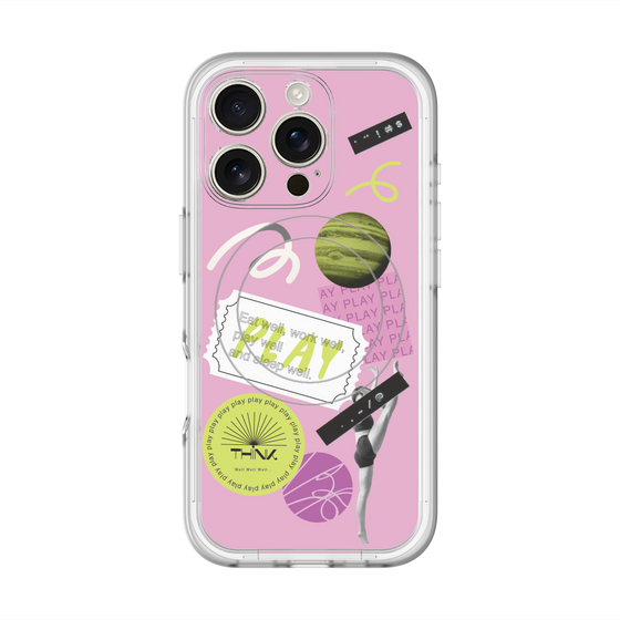 スリムプロテクションプレミアムケース with MagSafe［ Playful sticker - Dusty Pink ］