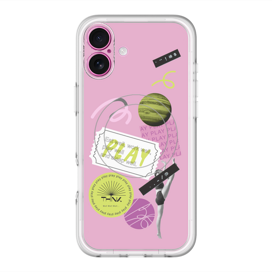 スリムプロテクションプレミアムケース with MagSafe［ Playful sticker - Dusty Pink ］