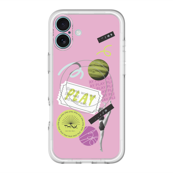 スリムプロテクションプレミアムケース with MagSafe［ Playful sticker - Dusty Pink ］