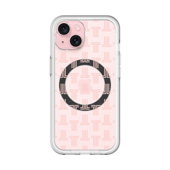 スリムプロテクションプレミアムケース with MagSafe［ LANVIN en Bleu - Monogram - Pink ］