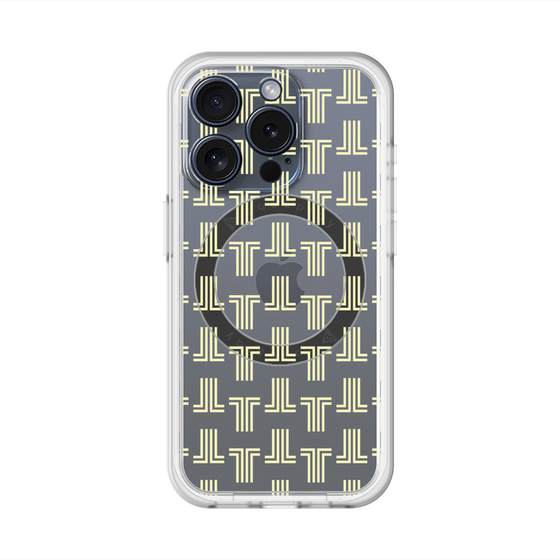 スリムプロテクションプレミアムケース with MagSafe［ LANVIN en Bleu - Monogram - Yellow ］
