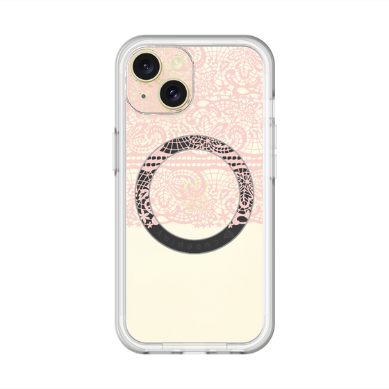 スリムプロテクションプレミアムケース with MagSafe［ LANVIN en Bleu - Lace - Pink ］
