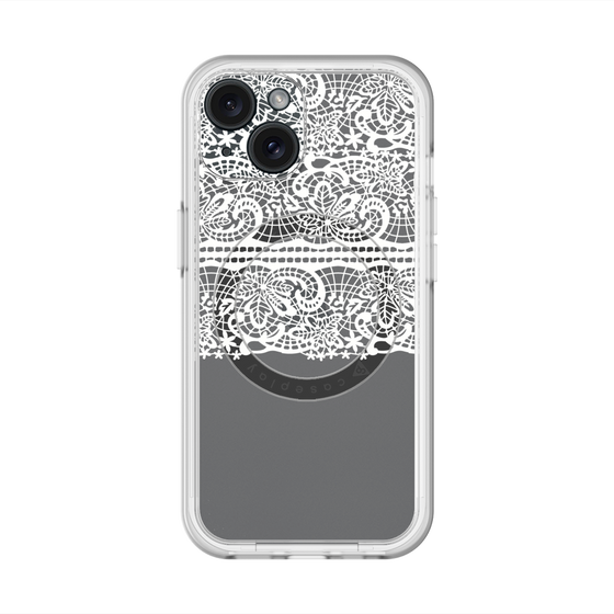 スリムプロテクションプレミアムケース with MagSafe［ LANVIN en Bleu - Lace - White ］