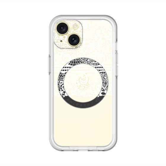 スリムプロテクションプレミアムケース with MagSafe［ LANVIN en Bleu - Lace - White ］