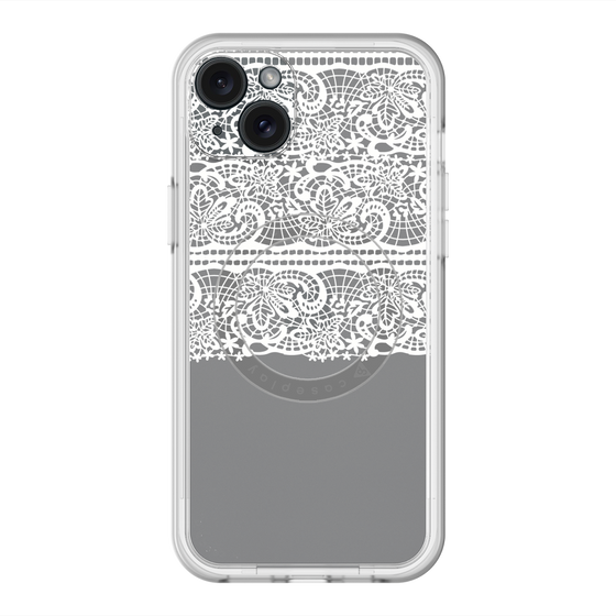 スリムプロテクションプレミアムケース with MagSafe［ LANVIN en Bleu - Lace - White ］