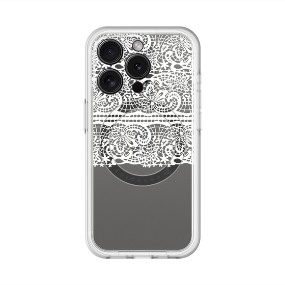 スリムプロテクションプレミアムケース with MagSafe［ LANVIN en Bleu - Lace - White ］